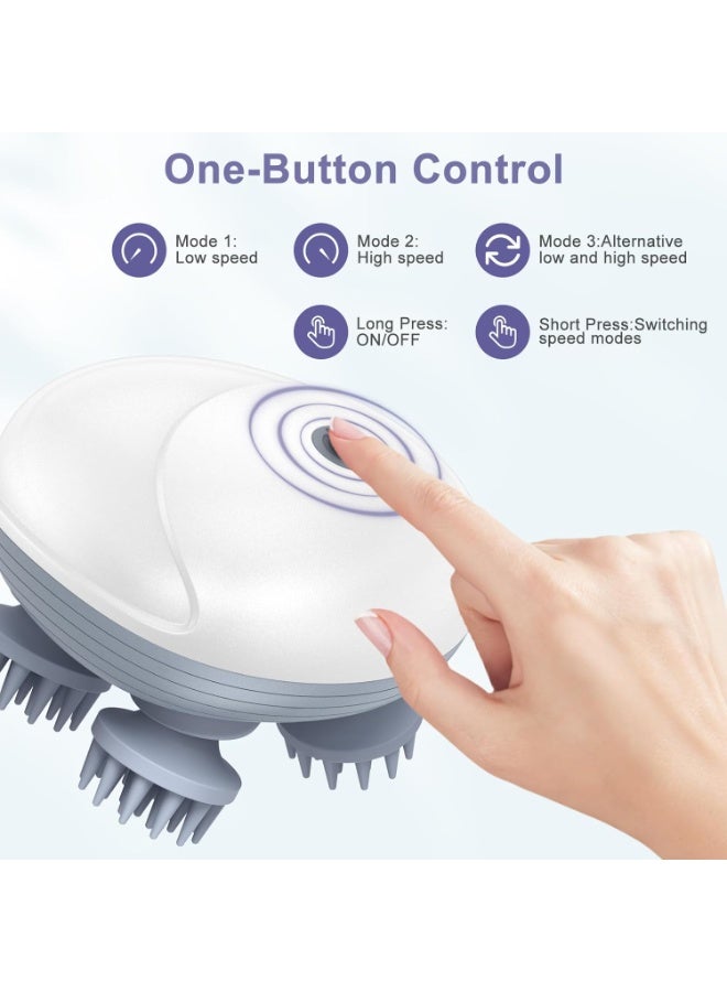 Electric Head & Scalp Massager – 96-Node Wireless Massager with 4 Rotating Heads, 3 Speed Modes & IPX7 Waterproof Design – USB Rechargeable for Scalp, Body & Pet Use - Image 2