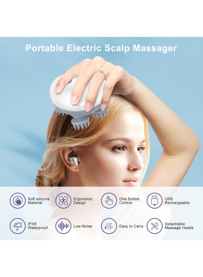 Electric Head & Scalp Massager – 96-Node Wireless Massager with 4 Rotating Heads, 3 Speed Modes & IPX7 Waterproof Design – USB Rechargeable for Scalp, Body & Pet Use - Image 5