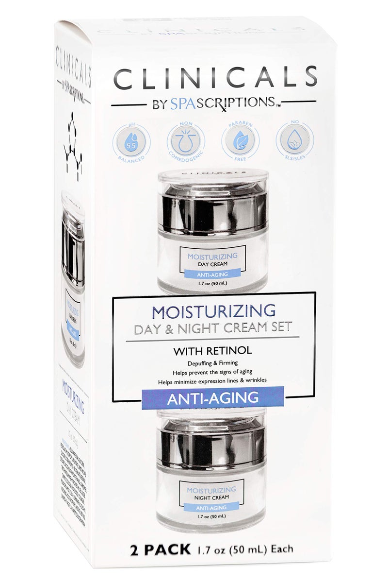 spascriptions Clinicals- Moisturizing Day & Night Cream Set with Retinol - 2 Pack (1.7oz) - Image 1