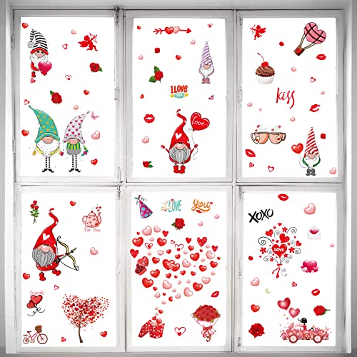 TrlaFy 149Pcs Valentine's Day Window Clings Decorations Heart Decal Party Ornaments Supplies 9 Sheets Removable Vinyl Window Sticker Decals for Home, Valentines Party, Wedding, Anniversary Decorations - Image 2