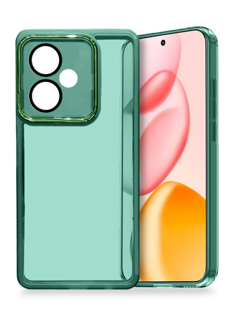 Wtech Honor 400 5G 2025 Soft Transparent TPU Camera Lens Protection Silicone Ultra Thin Phone Stylish Electroplated Camera Border Back Case Cover - Dark Green - Image 1