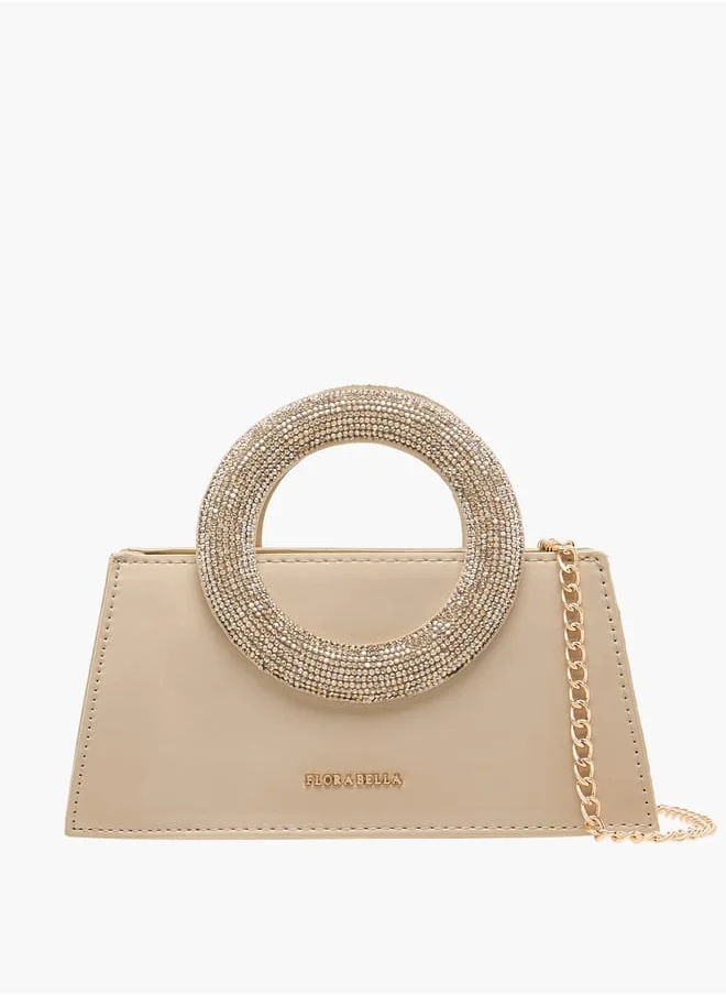 فلورا بيلا من شو إكسبرس Women's Embellished Sling Bag with Chain Strap and Magnetic Button Closure