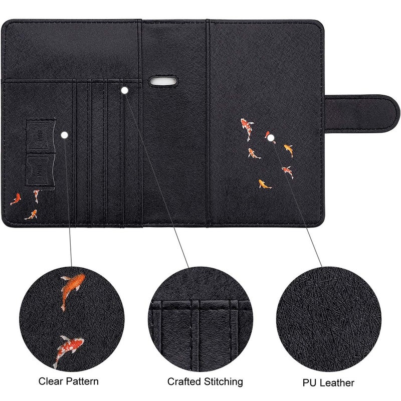 WALNEW Passport Holder for Travel, RFID Passport Cover Wallet for Women Men, PU Leather Passport Book Card Holder Case with Pen (Buckle Closure, Buckle-Carp) - Image 2