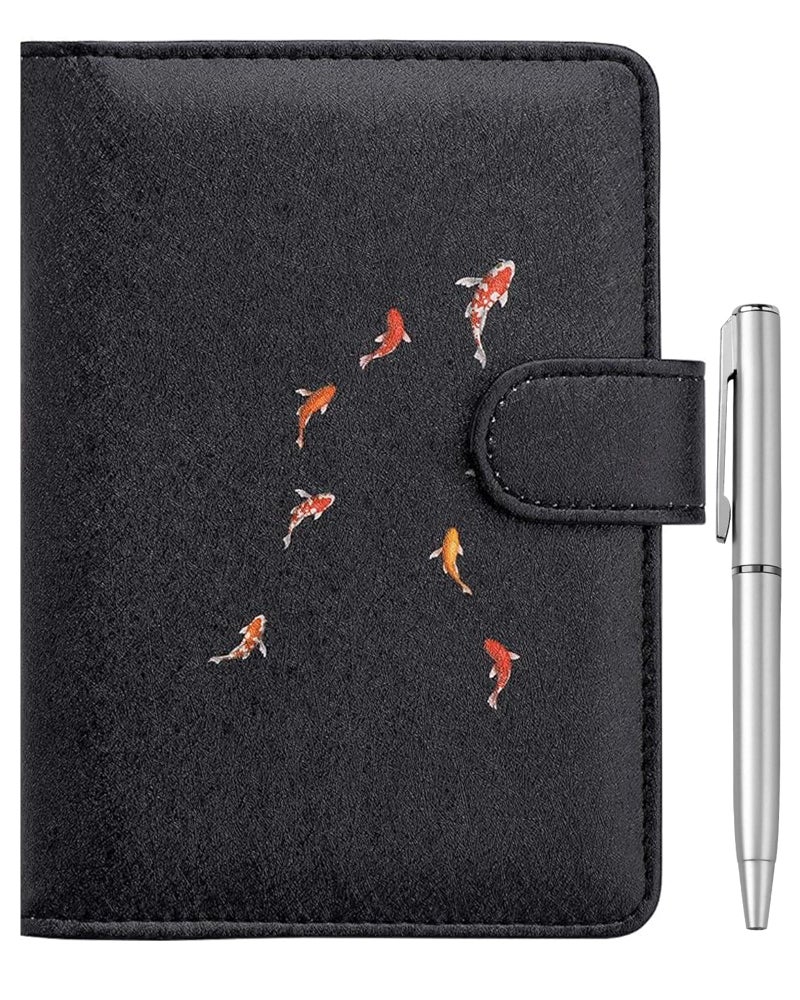 WALNEW Passport Holder for Travel, RFID Passport Cover Wallet for Women Men, PU Leather Passport Book Card Holder Case with Pen (Buckle Closure, Buckle-Carp) - Image 1
