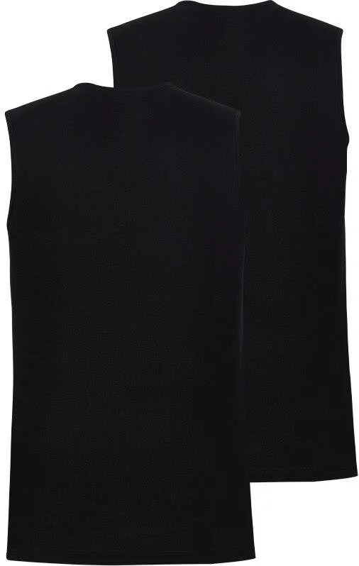 Blackspade Loose Fit 2-Piece V Neck Black Zero Sleeve Undershirt C7T2N2O9