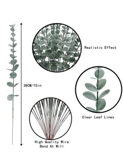Beauenty 24pcs Artificial Eucalyptus Leaves Stems Real Touch Leaf Faux Eucalyptus Eucalyptus Plant Branches For Artificial Flowers Greenery Centerpiece Home Office Wedding Farmhouse Decoration(15in)  - Image 2