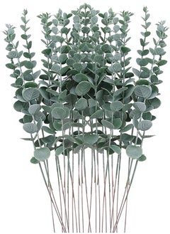 Beauenty 24pcs Artificial Eucalyptus Leaves Stems Real Touch Leaf Faux Eucalyptus Eucalyptus Plant Branches For Artificial Flowers Greenery Centerpiece Home Office Wedding Farmhouse Decoration(15in)  - Image 1
