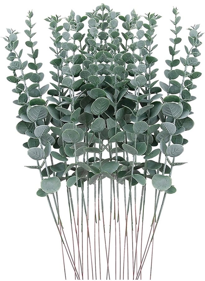 Beauenty 24pcs Artificial Eucalyptus Leaves Stems Real Touch Leaf Faux Eucalyptus Eucalyptus Plant Branches For Artificial Flowers Greenery Centerpiece Home Office Wedding Farmhouse Decoration(15in)  - Image 1