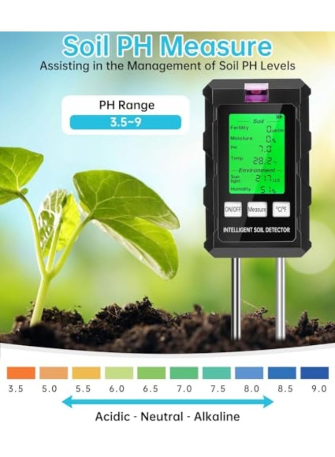 Generic KASTWAVE Soil Moisture Meter, 6-in-1 Digital Moisture Meter, with Fertility/Moisture/PH/Temp/Sunlight/Humidity, Soil PH Tester with Dual Probe, Great for Garden, Lawn, Farm, Indoor & Outdoor Use  - Image 5