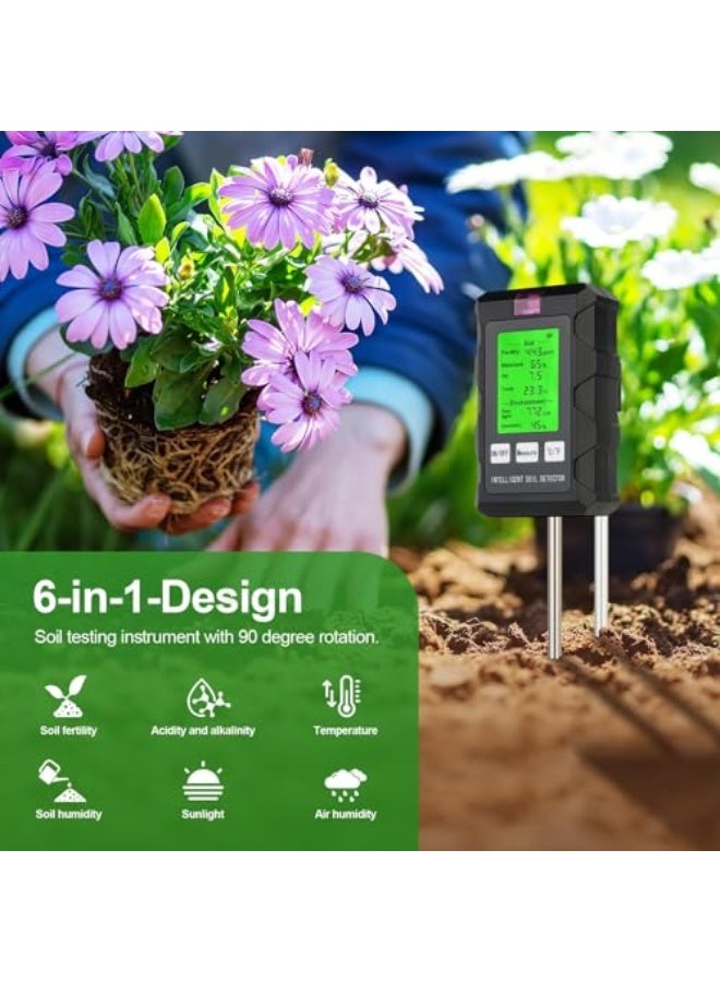 Generic KASTWAVE Soil Moisture Meter, 6-in-1 Digital Moisture Meter, with Fertility/Moisture/PH/Temp/Sunlight/Humidity, Soil PH Tester with Dual Probe, Great for Garden, Lawn, Farm, Indoor & Outdoor Use  - Image 2