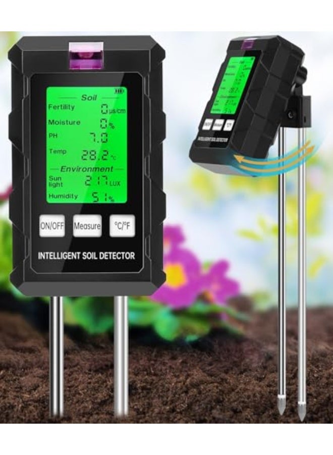 Generic KASTWAVE Soil Moisture Meter, 6-in-1 Digital Moisture Meter, with Fertility/Moisture/PH/Temp/Sunlight/Humidity, Soil PH Tester with Dual Probe, Great for Garden, Lawn, Farm, Indoor & Outdoor Use  - Image 1