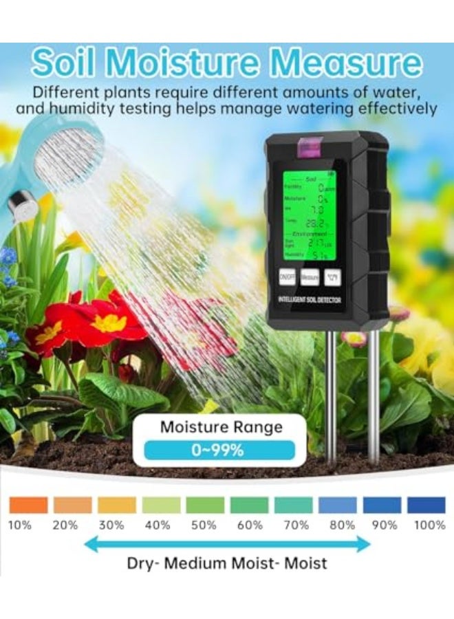 Generic KASTWAVE Soil Moisture Meter, 6-in-1 Digital Moisture Meter, with Fertility/Moisture/PH/Temp/Sunlight/Humidity, Soil PH Tester with Dual Probe, Great for Garden, Lawn, Farm, Indoor & Outdoor Use  - Image 4