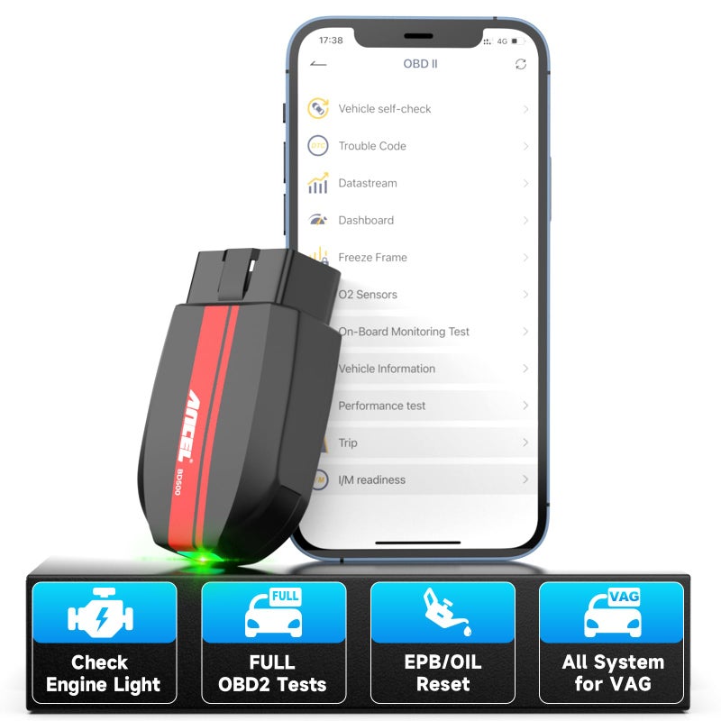 ANCEL BD500 Bluetooth Diagnostic Scan Tool for VW Audi Seat Skoda Diagnosis Full Systems Volkswagen OBD2 Scanner Vag Car Code Reader with Battery Check EPB Reset for iPhone iPad Android - Image 2