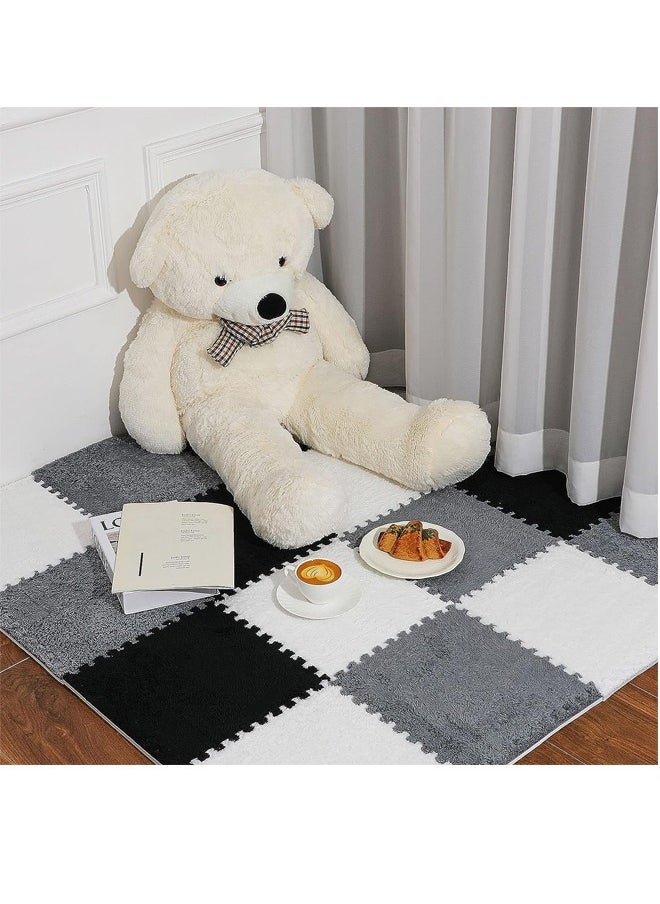 Optico - 4/12/24/36/60pcs Interlocking Carpet Tiles Plush Foam Mat Protective Floor Tiles Exercise Play Mats Puzzle Play Mat Area Rug for Bay Window Tatami Bedroom Floor Kids Teen Dorm Home Decor - Image 1
