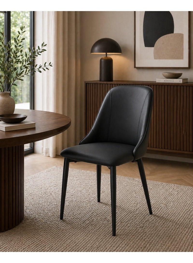 NZONE STORE Modern Luxury Leather Dining Chair with Curved Ergonomic Design (51W × 56D × 87H cm) - Image 1