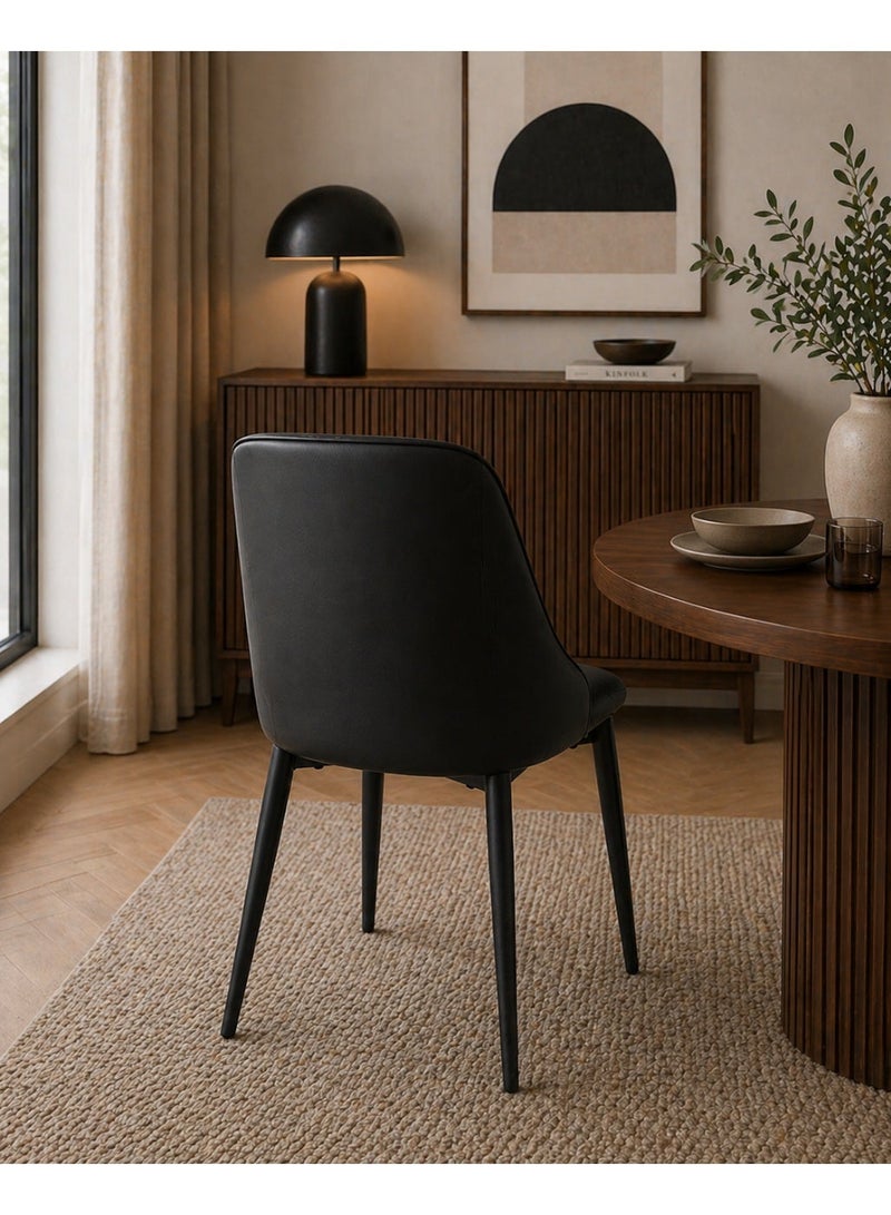 NZONE STORE Modern Luxury Leather Dining Chair with Curved Ergonomic Design (51W × 56D × 87H cm) - Image 2