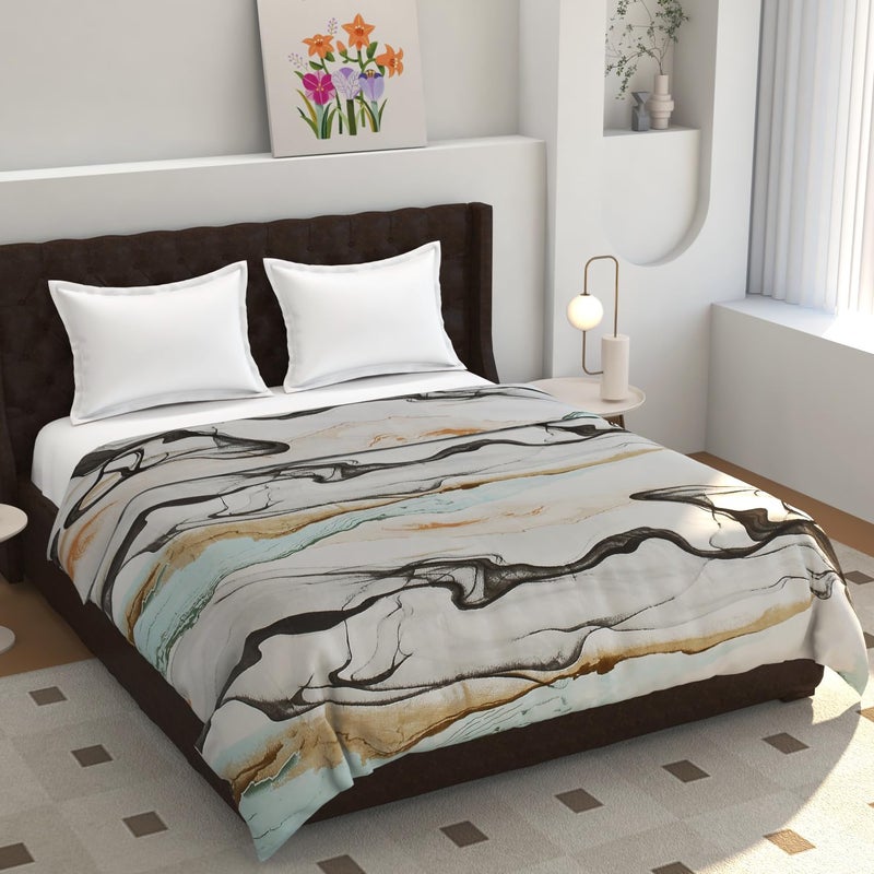 TIB® 140 GSM Soft Glace Cotton Duvet Cover Double Bed II Razai Cover II Quilt Cover II Dohar Cover for Double Bed with Zipper. (Gray & Black, Double) - Image 1