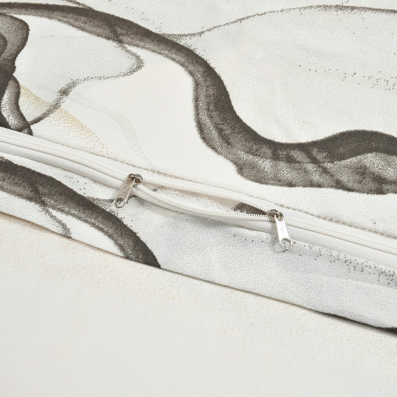 TIB® 140 GSM Soft Glace Cotton Duvet Cover Double Bed II Razai Cover II Quilt Cover II Dohar Cover for Double Bed with Zipper. (Gray & Black, Double) - Image 5