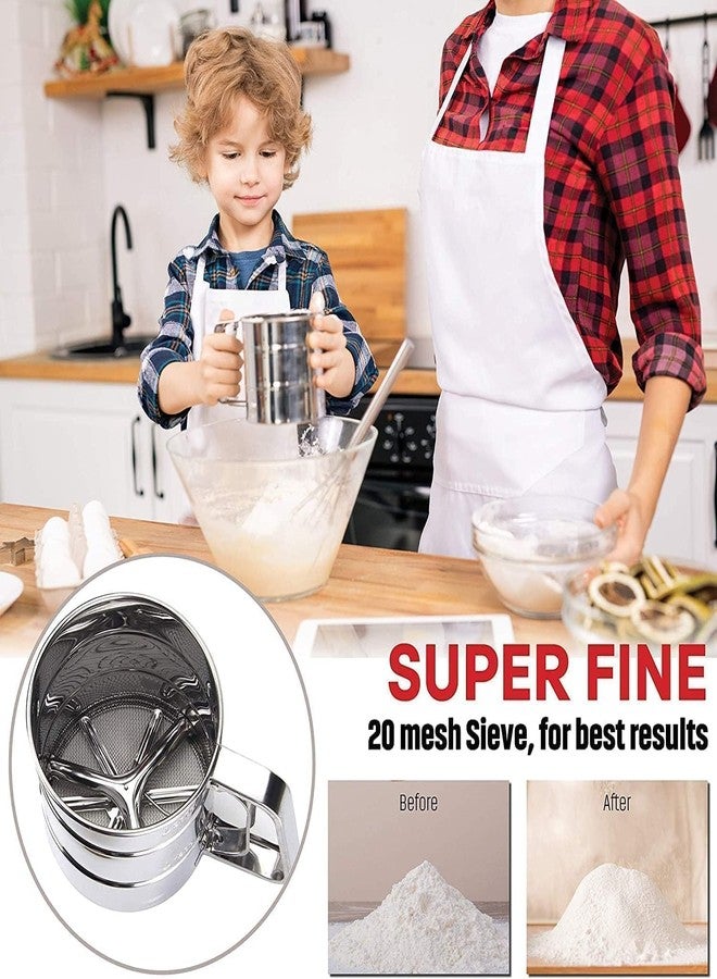 DHARMINSON 12L x 12W x 15H cm Stainless Steel Manual Mesh Flour Sugar Powder Sifter for Baking, Durable Sieve with Comfortable Handle, Atta Shifter Cup Baking (Semi Automatic) Silver - Image 5
