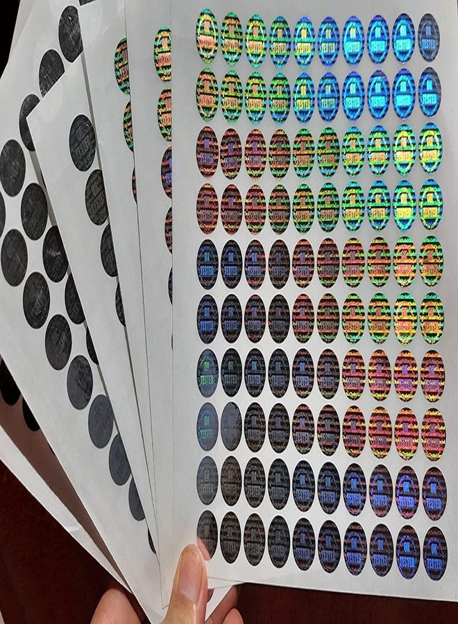 Elysian Round Shape Ok Tested Stickers Holograms Silver 5 Sheets (13 mm) 500 Stickers - Image 1