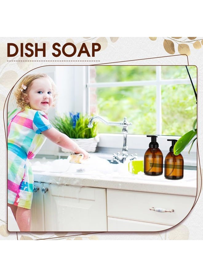 Uiifan 16 Pcs Empty Soap Dispenser 17 oz Refillable Foam Pump Bottle Liquid Plastic Container for Kitchen Bathroom Commercial Concentrated or Regular Soaps Shampoo Body Wash Dish Liquid Soap, Amber - Image 5