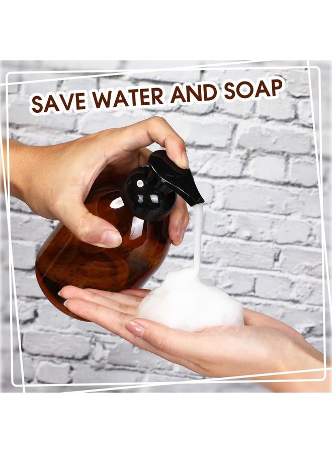 Uiifan 16 Pcs Empty Soap Dispenser 17 oz Refillable Foam Pump Bottle Liquid Plastic Container for Kitchen Bathroom Commercial Concentrated or Regular Soaps Shampoo Body Wash Dish Liquid Soap, Amber - Image 4