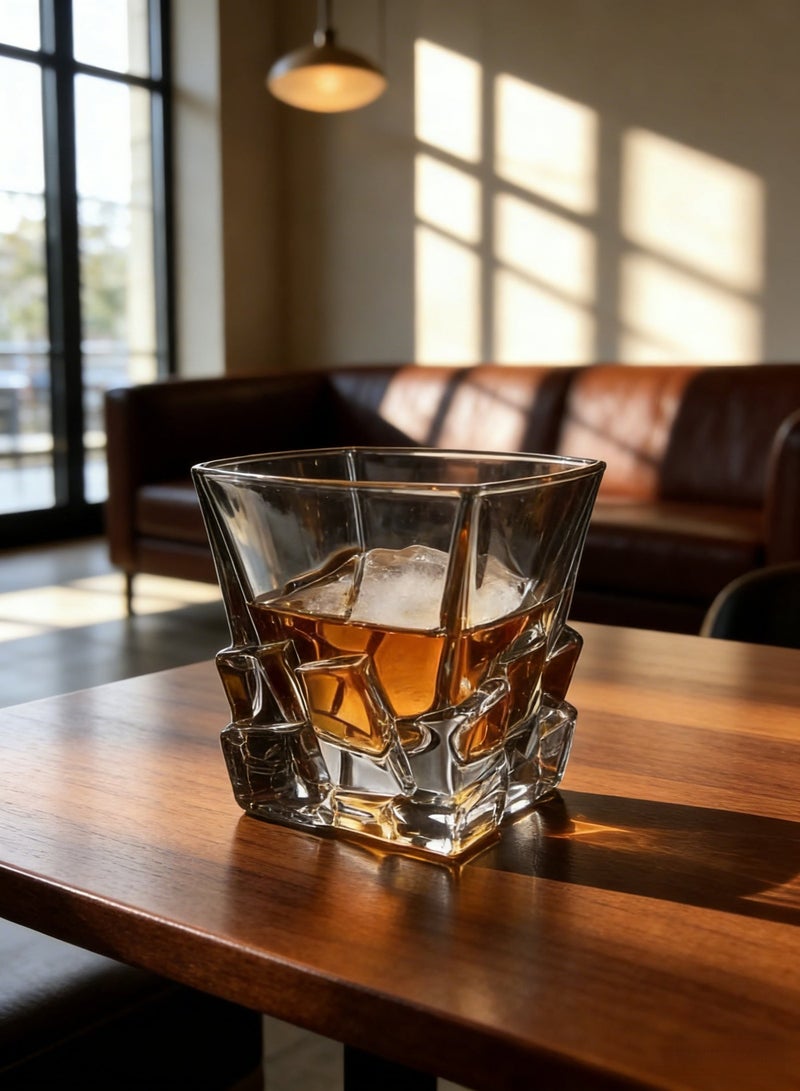 330ml Light Luxury Crystal Glass Cup | 3D Light and Shadow Art Glassware with Glacier Pattern, Multipurpose Office Cups for Milk, Cold Drinks, Coffee & Tea, High-end Tableware - Image 1