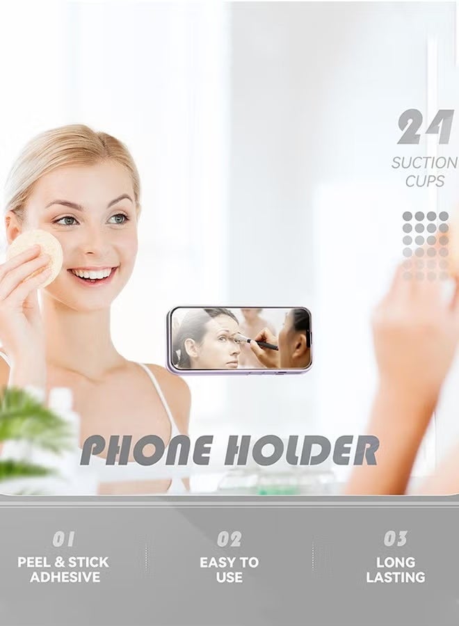 بولوز حامل هاتف من السيليكون مع أكواب شفط – مجموعة 8 قطع، حامل هاتف قوي بأكواب شفط، مثالي للمرايا، البلاط، الزجاج والأسطح الملساء – لاستخدام بدون يدين للمكالمات الفيديو، المكياج، الصور الشخصية والتعليم. - Image 2