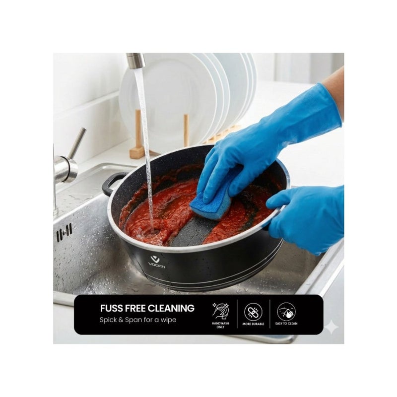 VOGATI CLASSIC SINGLE SERIES 28CM CASSEROLE TITANIUM GRANITE COATING NON STICK WITH GLASS LID-COOKWARE -POT- 100% PFOA FREE (8 Litres) - Image 4