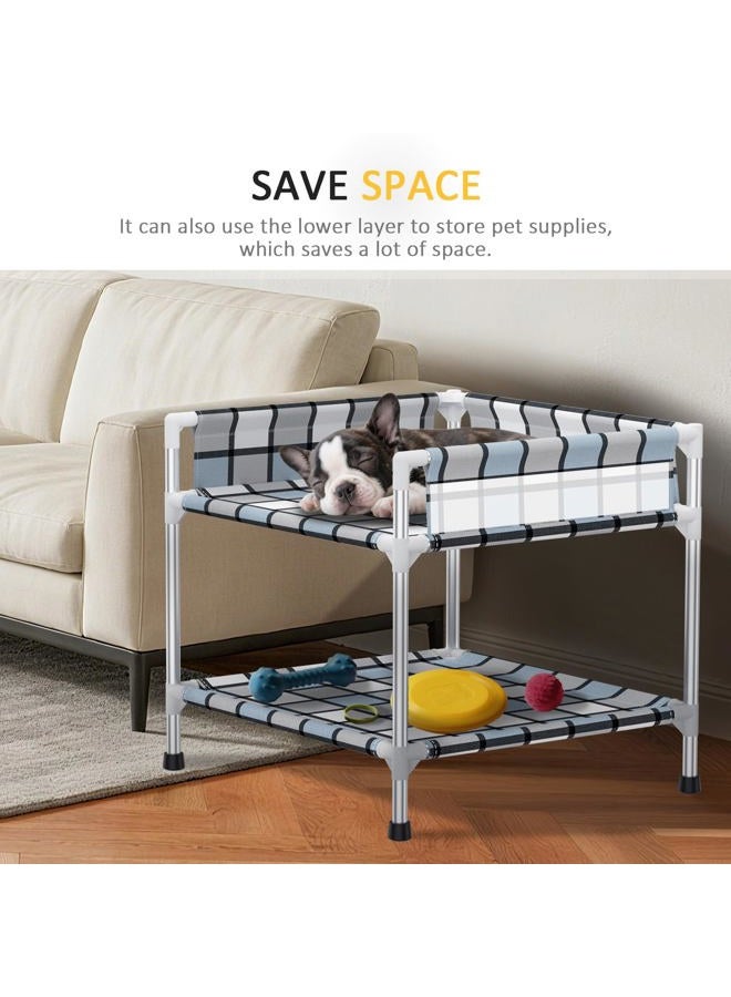 Caghash Bedside Window Dog Bunk Bed - Double Elevated Human Dog Bed with Guardrail 2 Layers Window Perch Dogs Cot 2-Tier Bedside Sleeper for Multi-Pet Households (20'' x 20'' x 25'') - Image 3