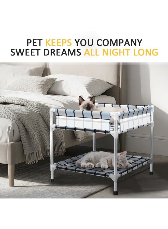 Caghash Bedside Window Dog Bunk Bed - Double Elevated Human Dog Bed with Guardrail 2 Layers Window Perch Dogs Cot 2-Tier Bedside Sleeper for Multi-Pet Households (20'' x 20'' x 25'') - Image 2