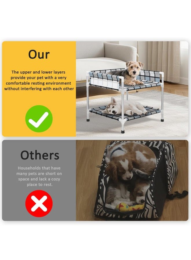 Caghash Bedside Window Dog Bunk Bed - Double Elevated Human Dog Bed with Guardrail 2 Layers Window Perch Dogs Cot 2-Tier Bedside Sleeper for Multi-Pet Households (20'' x 20'' x 25'') - Image 4