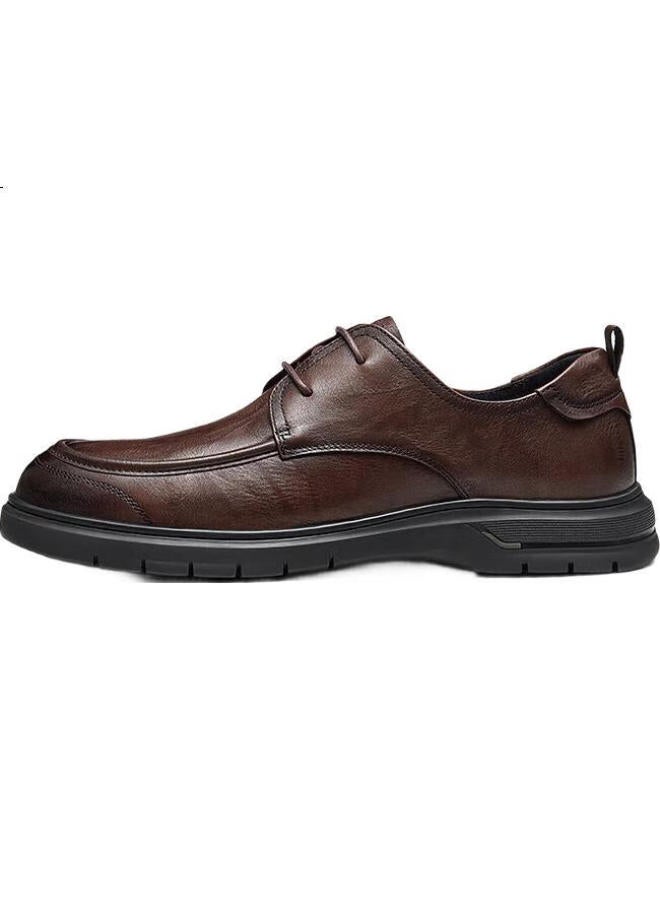 CAMELJEANS Men'S Genuine Leather Soft Sole Cowhide Breathable Comfortable Business Casual Lace-Up Shoes P15S005003 Brown Size 41 - Image 2