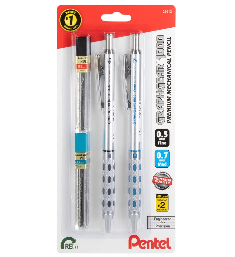 Pentel GraphGear 1000 Automatic Drafting Pencil - Metal Mechanical Pencils 0.5 and 0.7mm with Refill Leads - Image 1