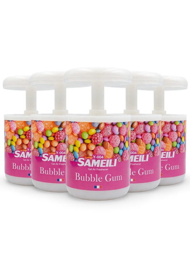 ساميلي مجموعة مكونة من 5 قطع من معطر الجل SAMEILI برائحة العلكة (Bubble Gum) طراز Y-004 – مزود بخاصية التحكم في شدة الرائحة بنظام السحب القابل للتعديل، معطر جل يدوم طويلاً ومناسب للاستخدام على لوحة القيادة في السيارة، وحامل الأكواب، وكذلك في المنزل والمكتب. - Image 1