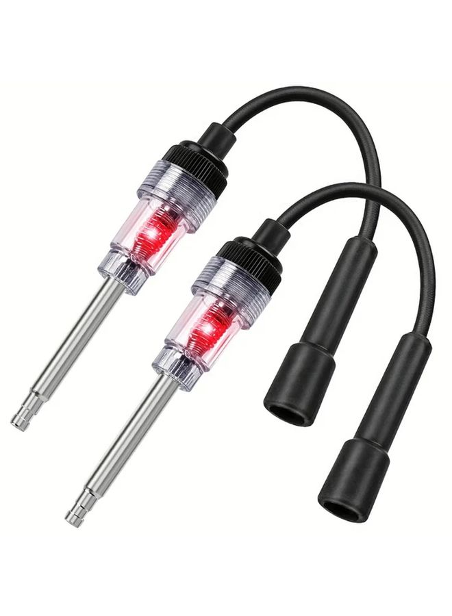 قطعتان من أداة اختبار شمعة الإشعال، مصنوعة من البلاستيك المتين مع مؤشر LED أحمر، متوافقة مع نماذج السيارات المختلفة. - Image 1