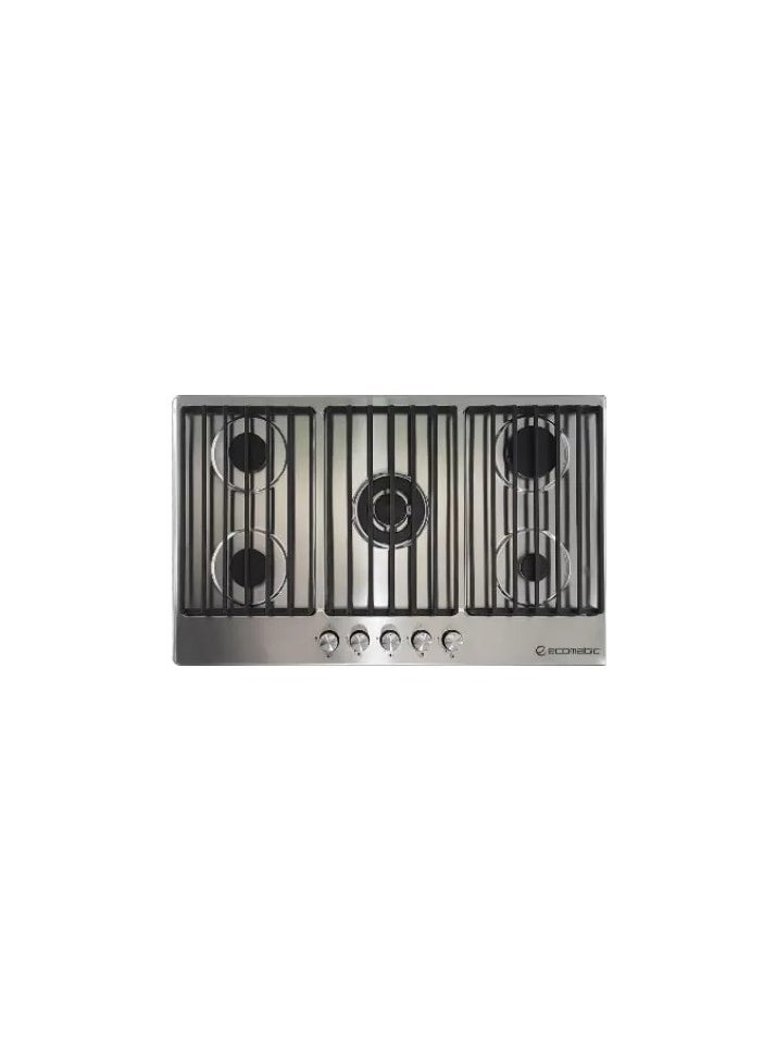 Ecomatic "Ecomatic Built-In Hob 90 cm 5 Gas Burners Cast Iron Frontal Control Stainless safety S9003C " 