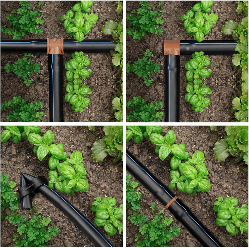 Arfun 28P Drip Irrigation Fittings Kit (17mm) for 1/2" Tubing (.600" ID), 10 Couplings, 6 Tees, 6 Elbows and 6 Tubing End Closure - Barded Connectors for Drip or Sprinkler Systems(28 Pieces Set) - Image 5