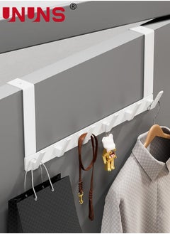 UNUNS Over The Door Hooks,6-Hook Door Hanger Rack,Decorative Organizer Hooks For Clothes,Coat,Hat,belt,Towels,White  - Image 1