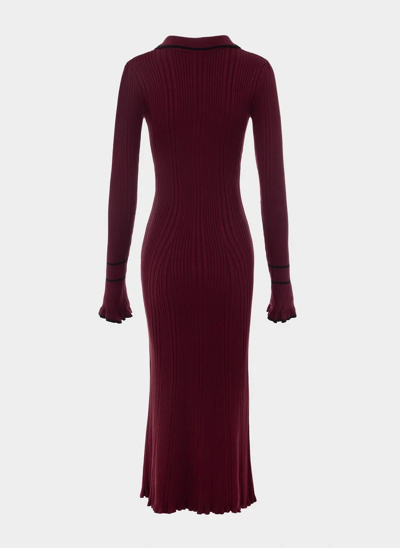 Lichi  Fitted rib-knit maxi dress for Women | Best Price UAE