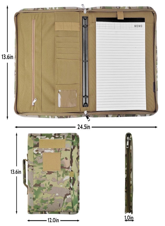 Saderoy Tactical Padfolio Portfolio Binder, Army Military Padfolio Ring Binder with Zippered and 25 Sheets of Letter Size Paper, Tactical Notebook for A4 Folder, Detachable 3-Ring Binder (A4,13.8X 12Inch) - Image 2