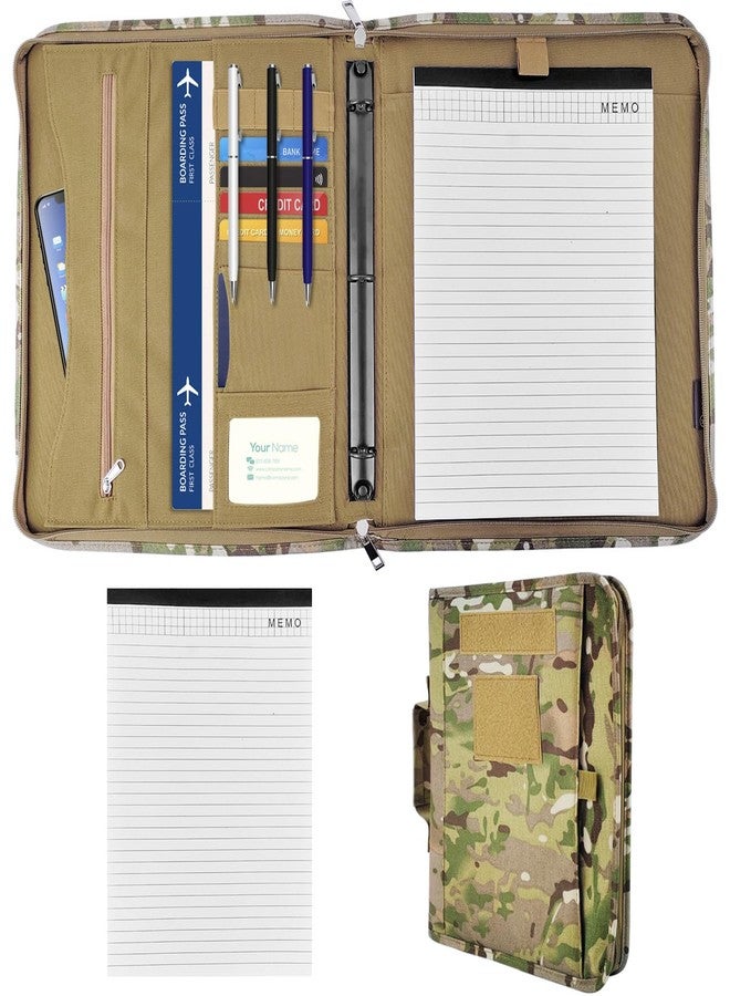 Saderoy Tactical Padfolio Portfolio Binder, Army Military Padfolio Ring Binder with Zippered and 25 Sheets of Letter Size Paper, Tactical Notebook for A4 Folder, Detachable 3-Ring Binder (A4,13.8X 12Inch) - Image 1