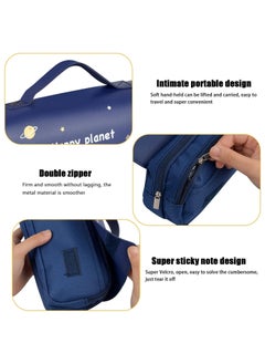 Generic Pencil Case Kids School, 3 Compartments Large Capacity Pencil Case, Pencil Bag Pen Case, Pencil Pouch for Kids Children Boys Primary School, Blue  - Image 3