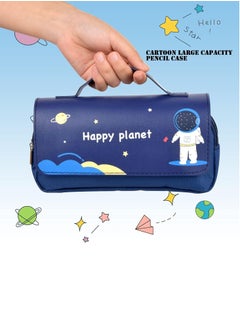 Generic Pencil Case Kids School, 3 Compartments Large Capacity Pencil Case, Pencil Bag Pen Case, Pencil Pouch for Kids Children Boys Primary School, Blue  - Image 2