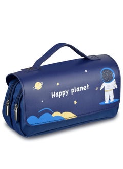 Generic Pencil Case Kids School, 3 Compartments Large Capacity Pencil Case, Pencil Bag Pen Case, Pencil Pouch for Kids Children Boys Primary School, Blue  - Image 1