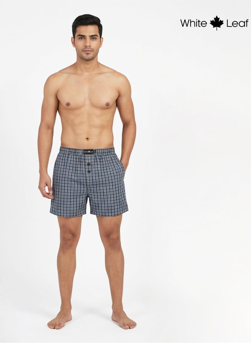 WHITE LEAF Men’s Yarn-Dyed Cotton Assorted Boxers (Pack of 2) – Breathable, Lightweight, Classic Fit, Durable, ECAS Certified Innerwear - Image 4