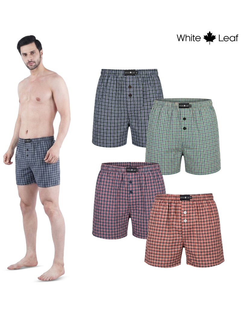 WHITE LEAF Men’s Yarn-Dyed Cotton Assorted Boxers (Pack of 2) – Breathable, Lightweight, Classic Fit, Durable, ECAS Certified Innerwear - Image 1