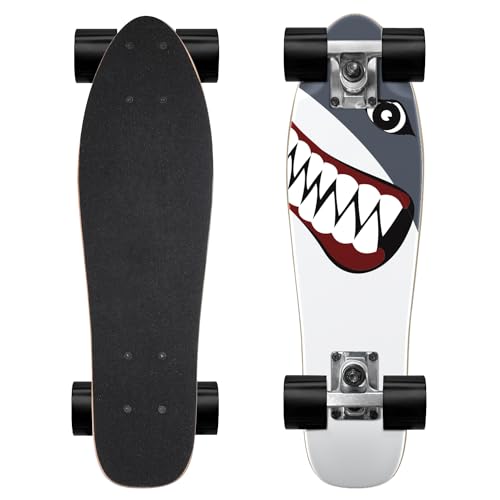 KO-ON Skateboard Complete Skateboards 22 Inch Mini Cruiser Skateboards for Beginners Kids Boys and Girls (Shark) - Image 1