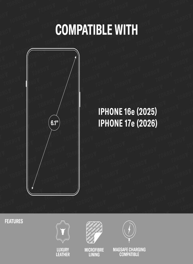 تورو جراب TORRO متوافق مع iPhone 16e (2025-6.1 بوصة) - جراب حماية نحيف متوافق مع MagSafe مصنوع من الجلد الطبيعي (بني داكن) - Image 2