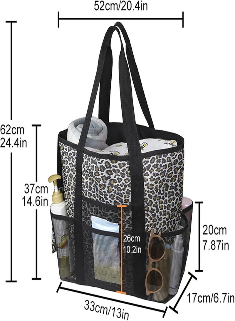 GGOOT Large Beach Bag,Leopard Mesh Beach Bag with Large Capacity - Fashion Leopard Tote Bag, Multipurpose Shoulder Bag for Pool Travel Vacation - Image 5